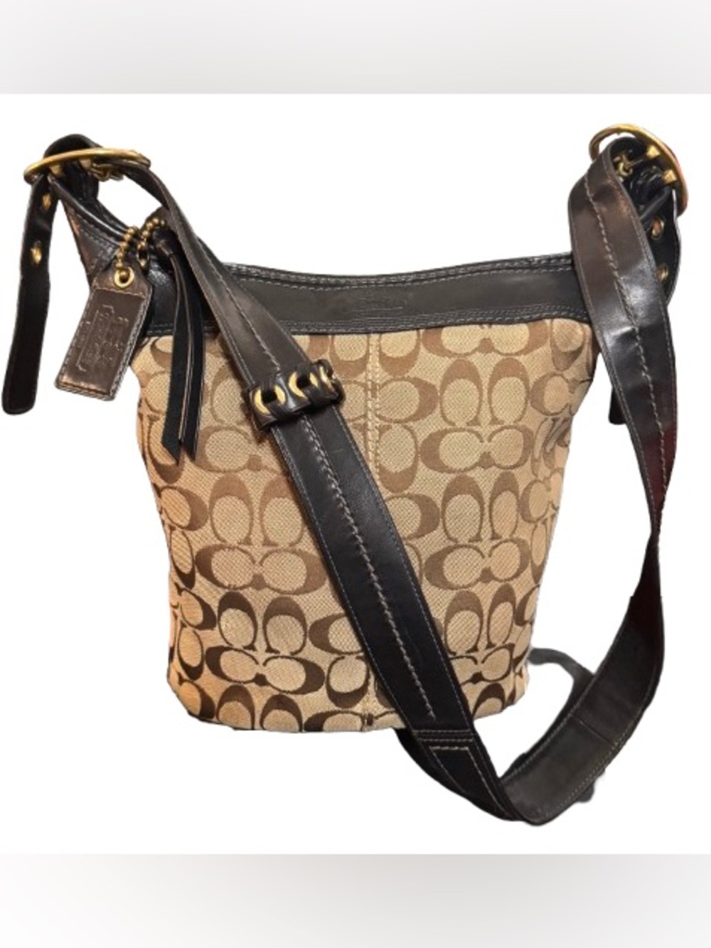 Coach 11437P Bleecker (Rare) Duffle Pilot Bag with Tattersall Lining (Tan/Black) - Picture 4 of 12